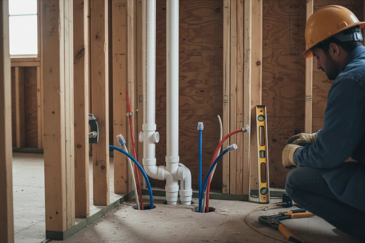 Drain and supply rough-in during Leak Detection in Delmar